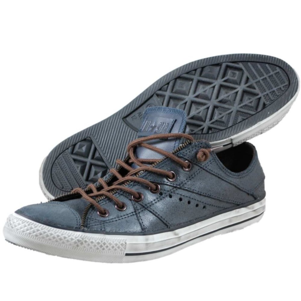 Chuck Taylor Black/Grey Distressed Leather Converse Sz 7